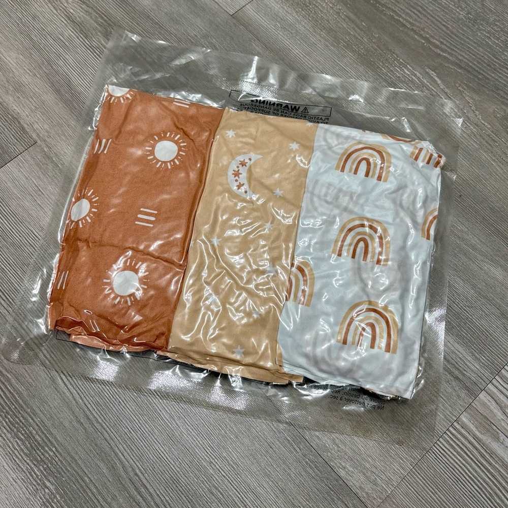NWT Pack Of 3 Playard Mini Crib Play Pen Boho Baby Fitted Sheets Rainbow Sun